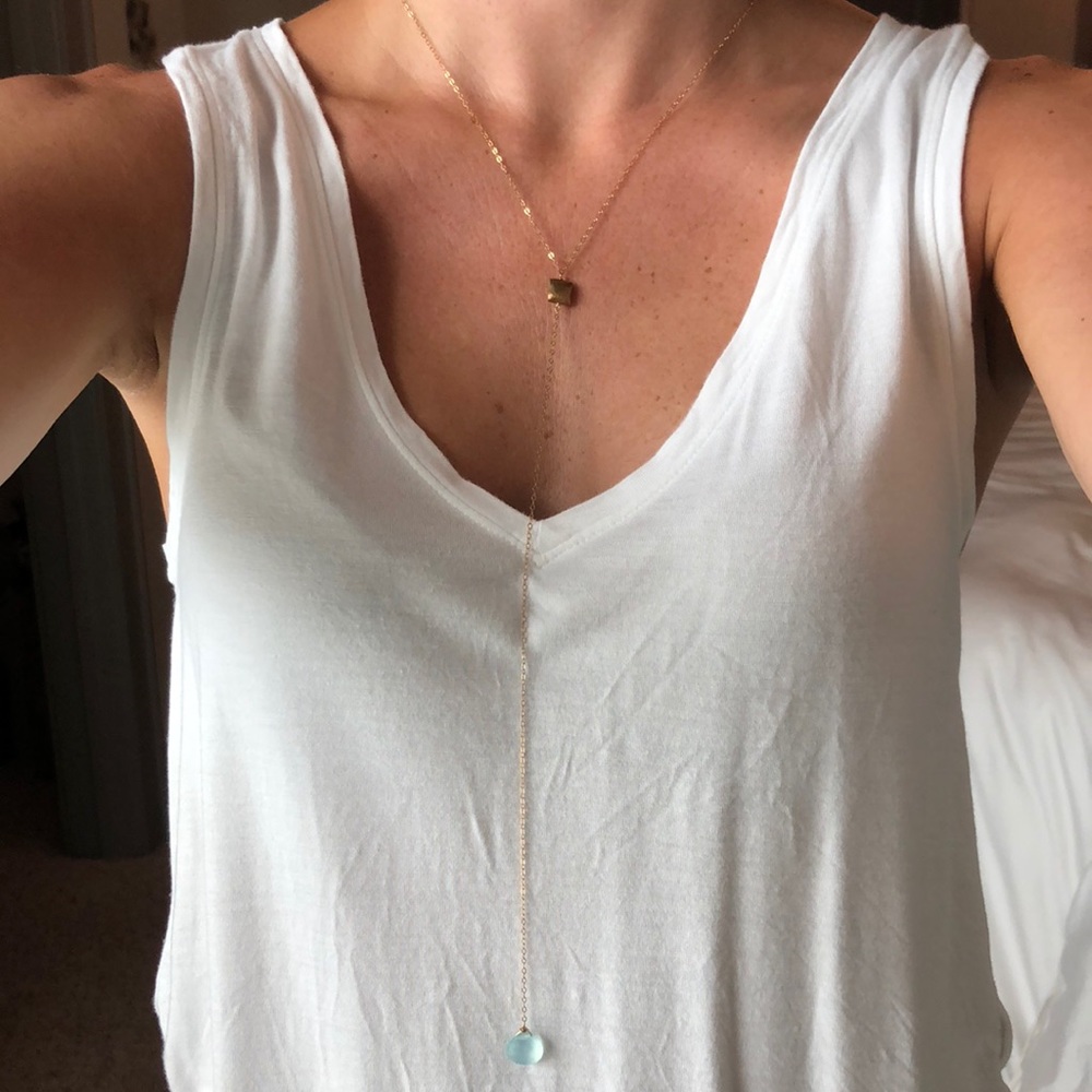 Two stone drop long necklace